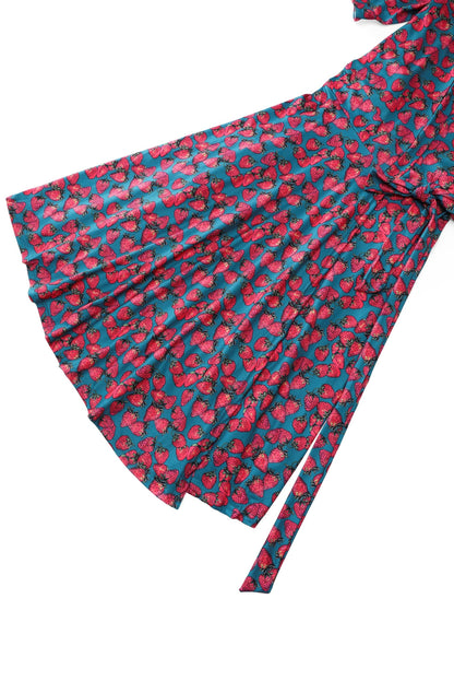 Matilda Strawberry Wrap Dress in Turquoise