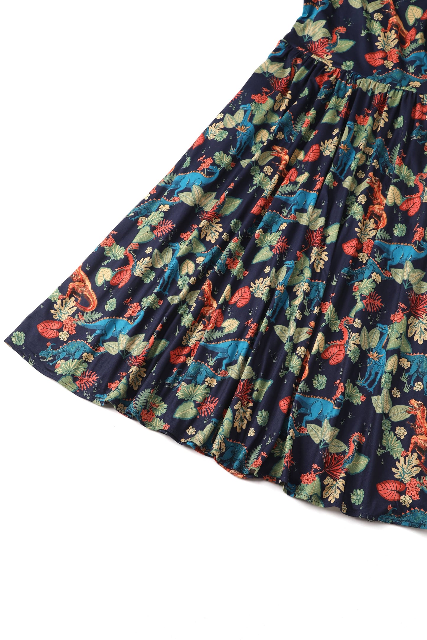 Billie Navy Blue Tropical Dinosaur Dress