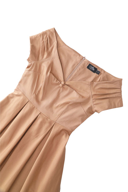 Lily Khaki Cream Off Shoulder Dress