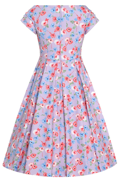 Lily Lilac Watercolour Floral Off Shoulder Dress