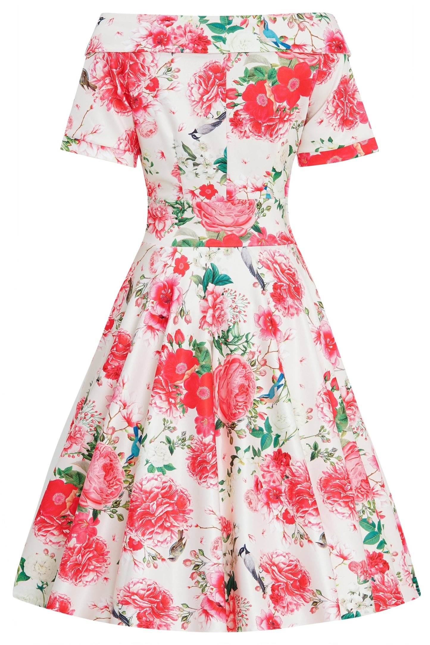 Darlene Vintage Peony Floral Tea Dress In White & Pink