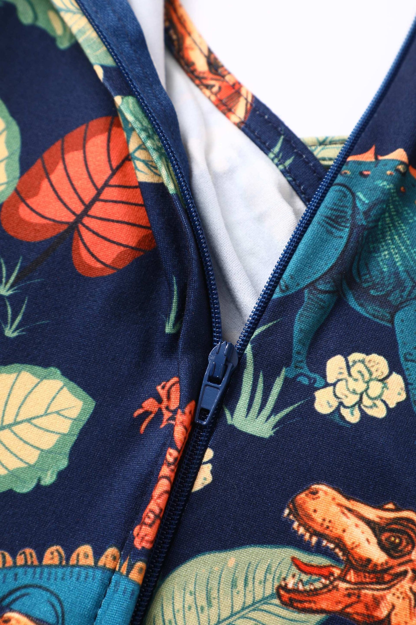Katherine Long Sleeved Dress in Tropical Leaves/Dinosaurs