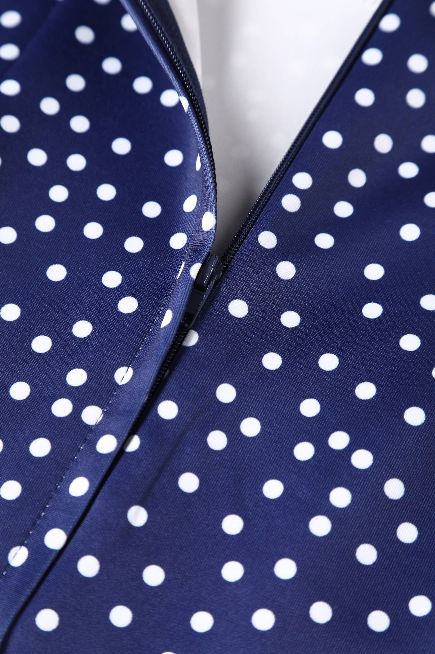 Norma Cross Strap Fitted Dress in Blue Polka Dots