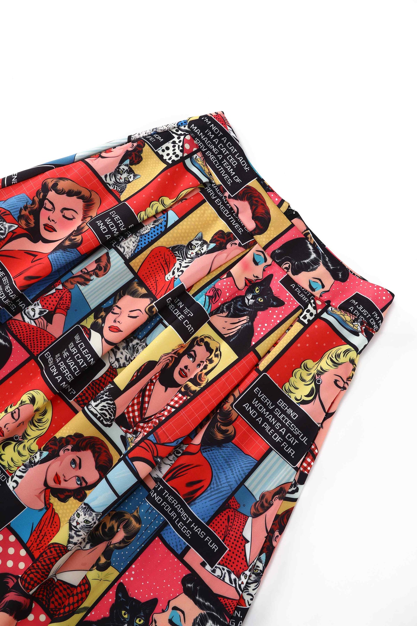 Aisley Cat Lover Comic Book Midi Skirt