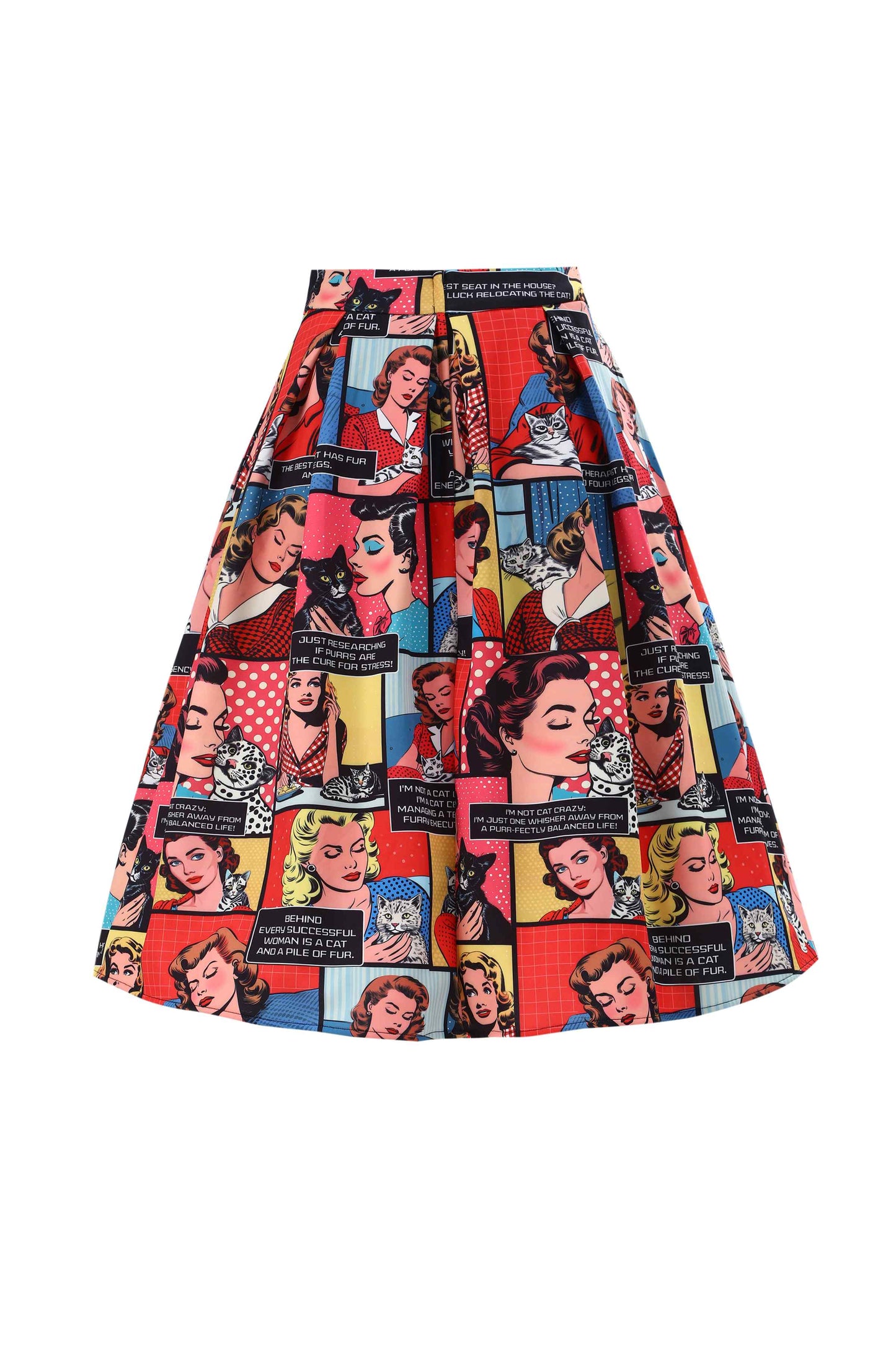 Aisley Cat Lover Comic Book Midi Skirt