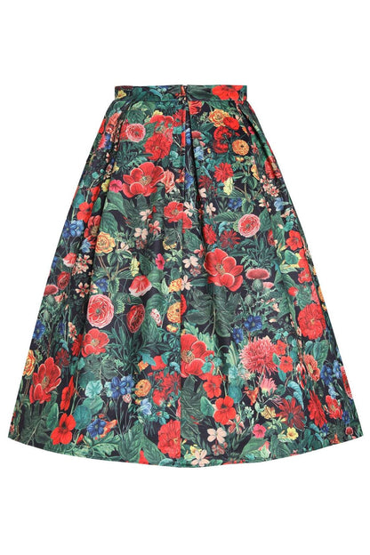 Aisley Forest Fox Floral Midi Skirt