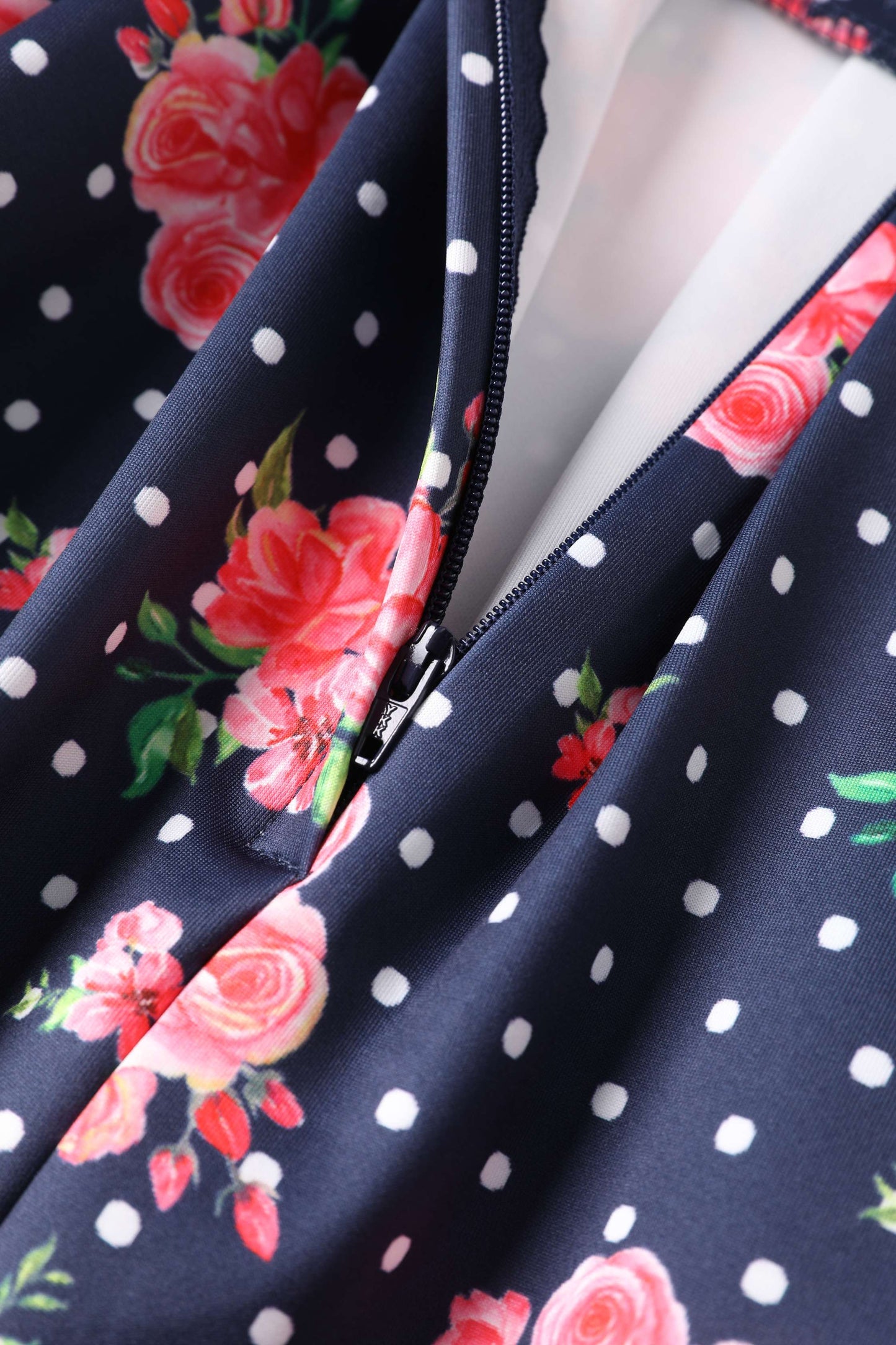 Aisley Polka Rose Midi Skirt In Blue/Pink