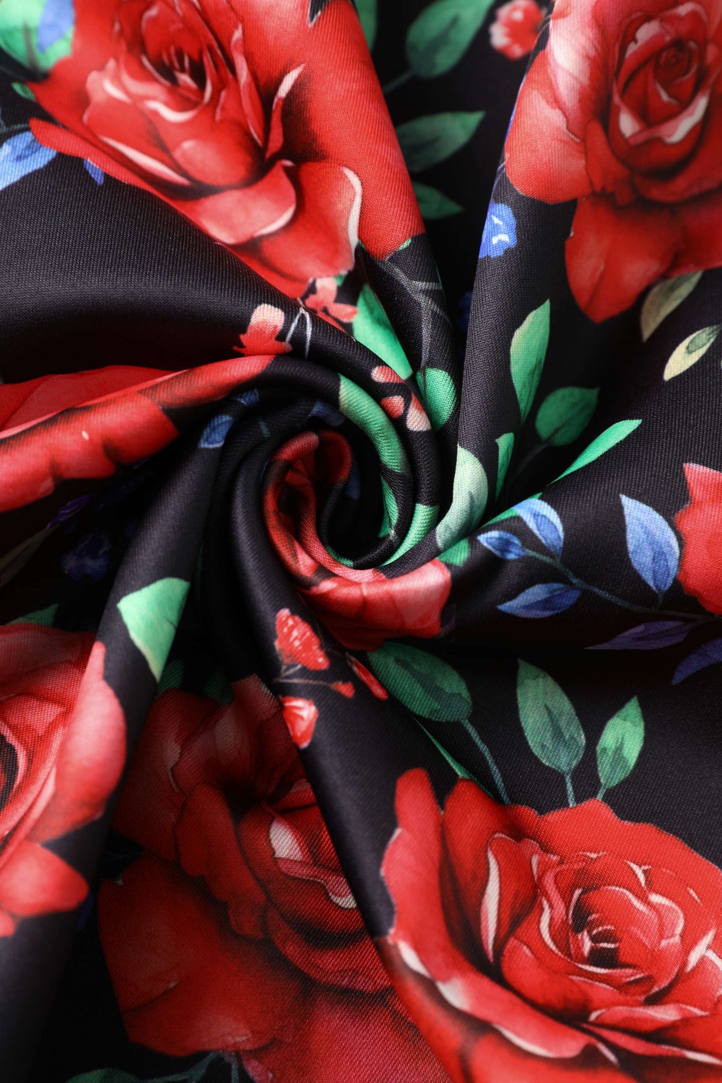 Aisley Red Rose Midi Skirt in Black/Red