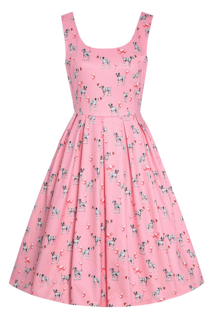 Amanda Pink Dalmatian Flared Dress
