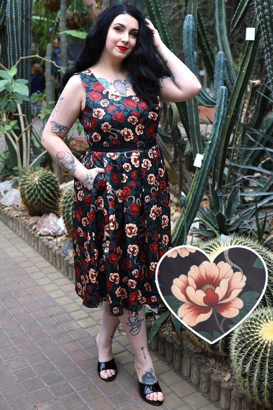 Amanda Rockabilly Rose & Snake Print Dress