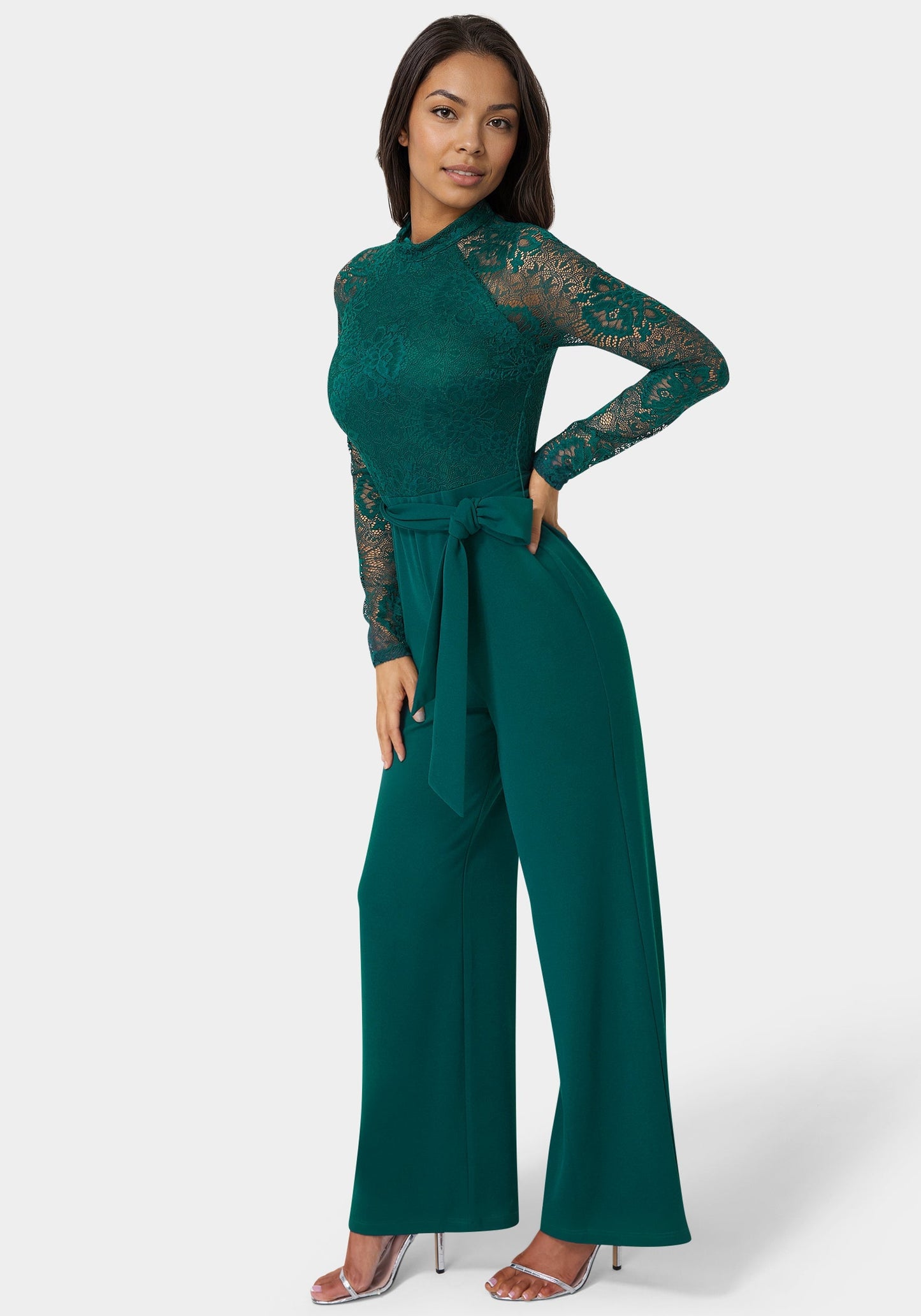 Lace Bodice Straight Leg Jumpsuit