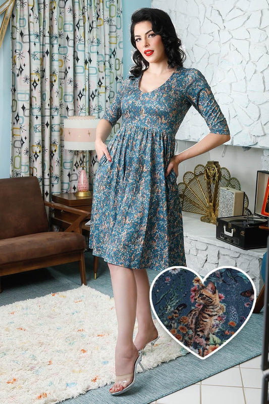 Billie Bengal Cat Long Sleeved Dress
