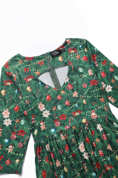Billie Christmas Tree Long Sleeved Dress