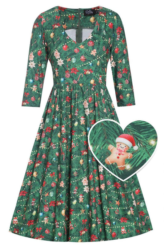Billie Christmas Tree Long Sleeved Dress