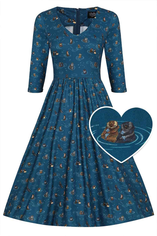 Billie Long Sleeved Blue Otter Family Dress