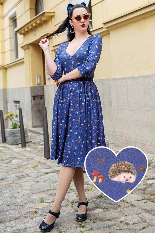 Billie Long Sleeved Purple Hedgehog Dress