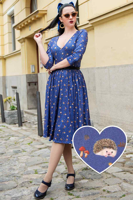 Billie Long Sleeved Purple Hedgehog Dress