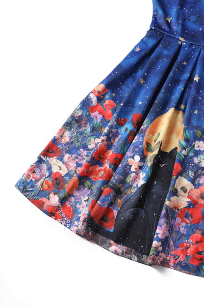 Amanda Black Cat Midnight Garden Swing Dress