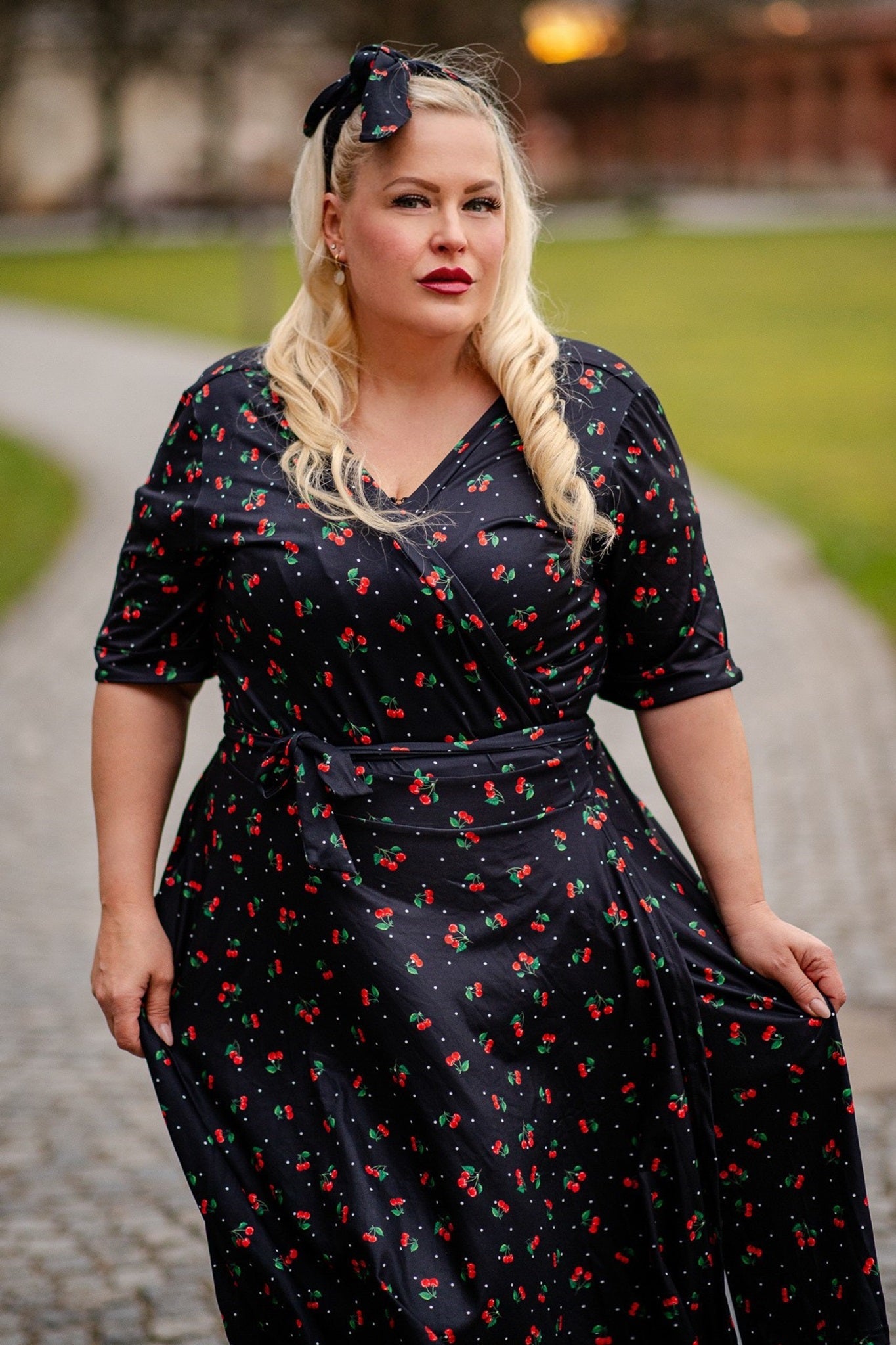 Matilda Black Cherry Wrap Dress