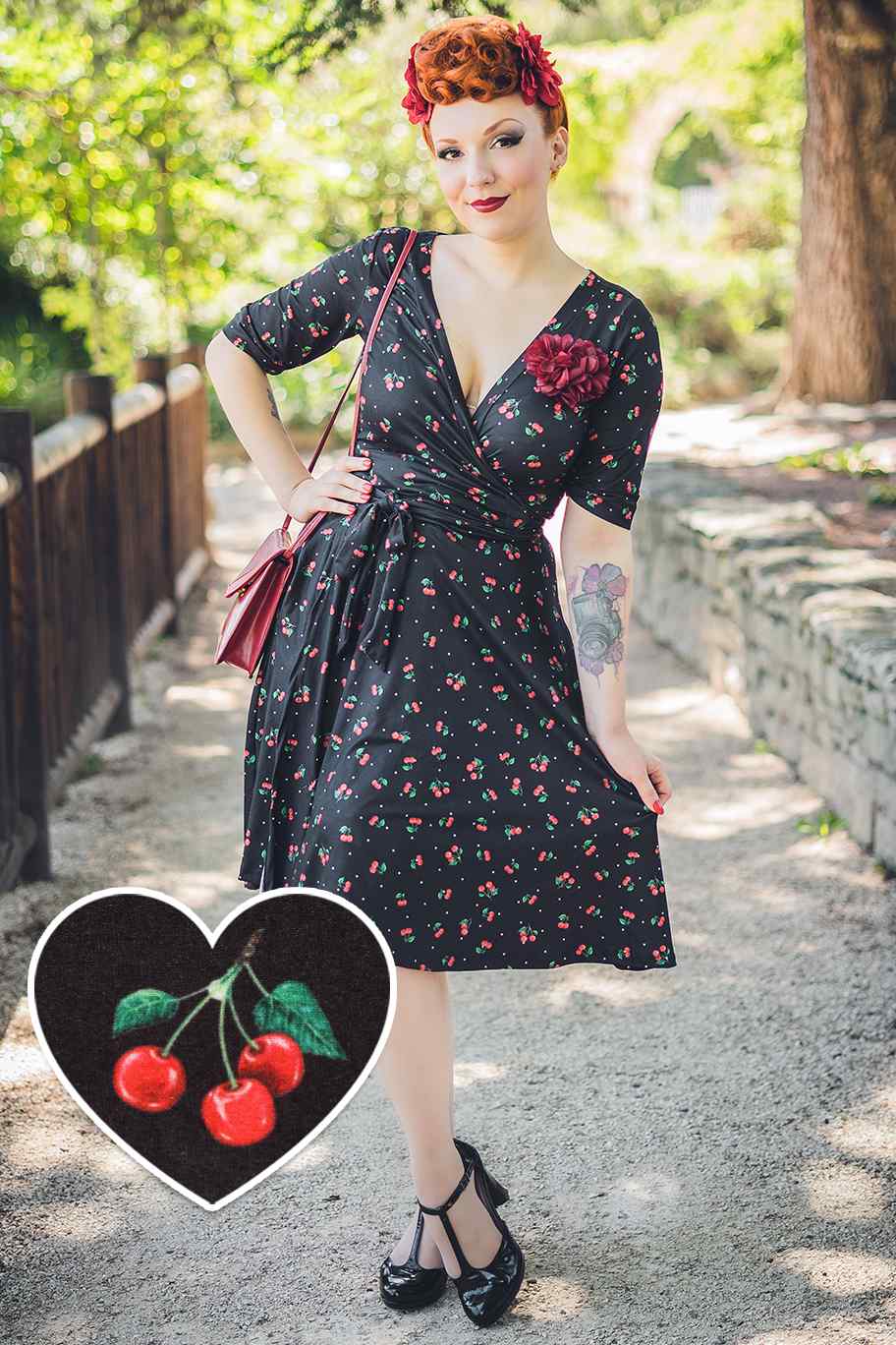 Matilda Black Cherry Wrap Dress