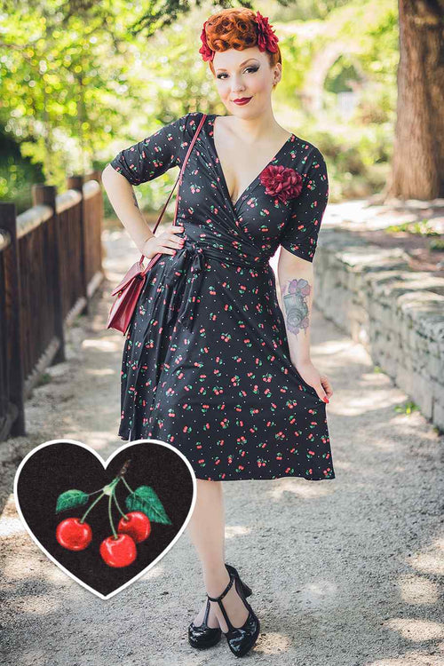 Matilda Black Cherry Wrap Dress