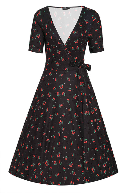 Matilda Black Cherry Wrap Dress