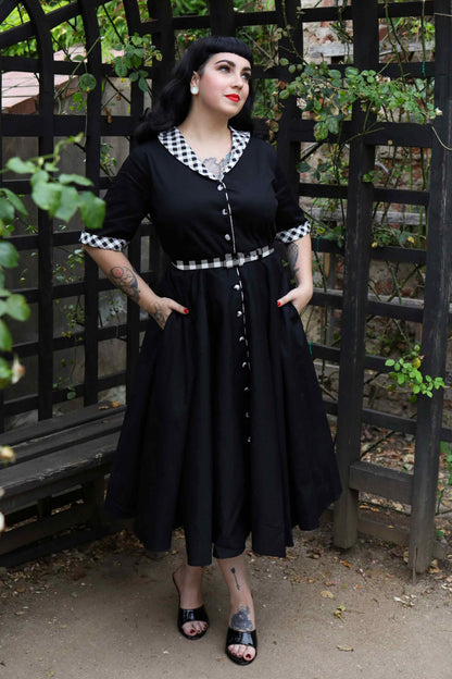 Mollie Black Full Circle Shirt Dress With Gingham