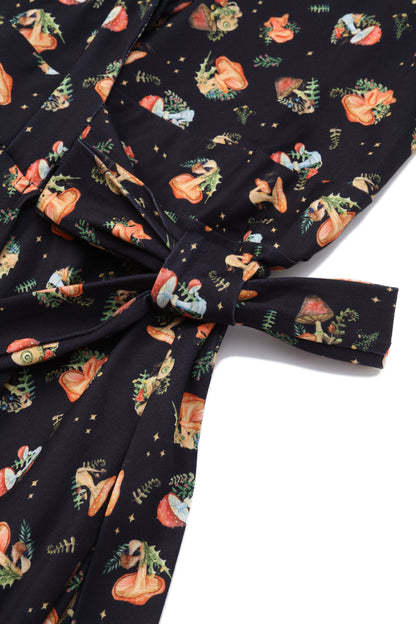 Matilda Black Mushroom Wrap Dress