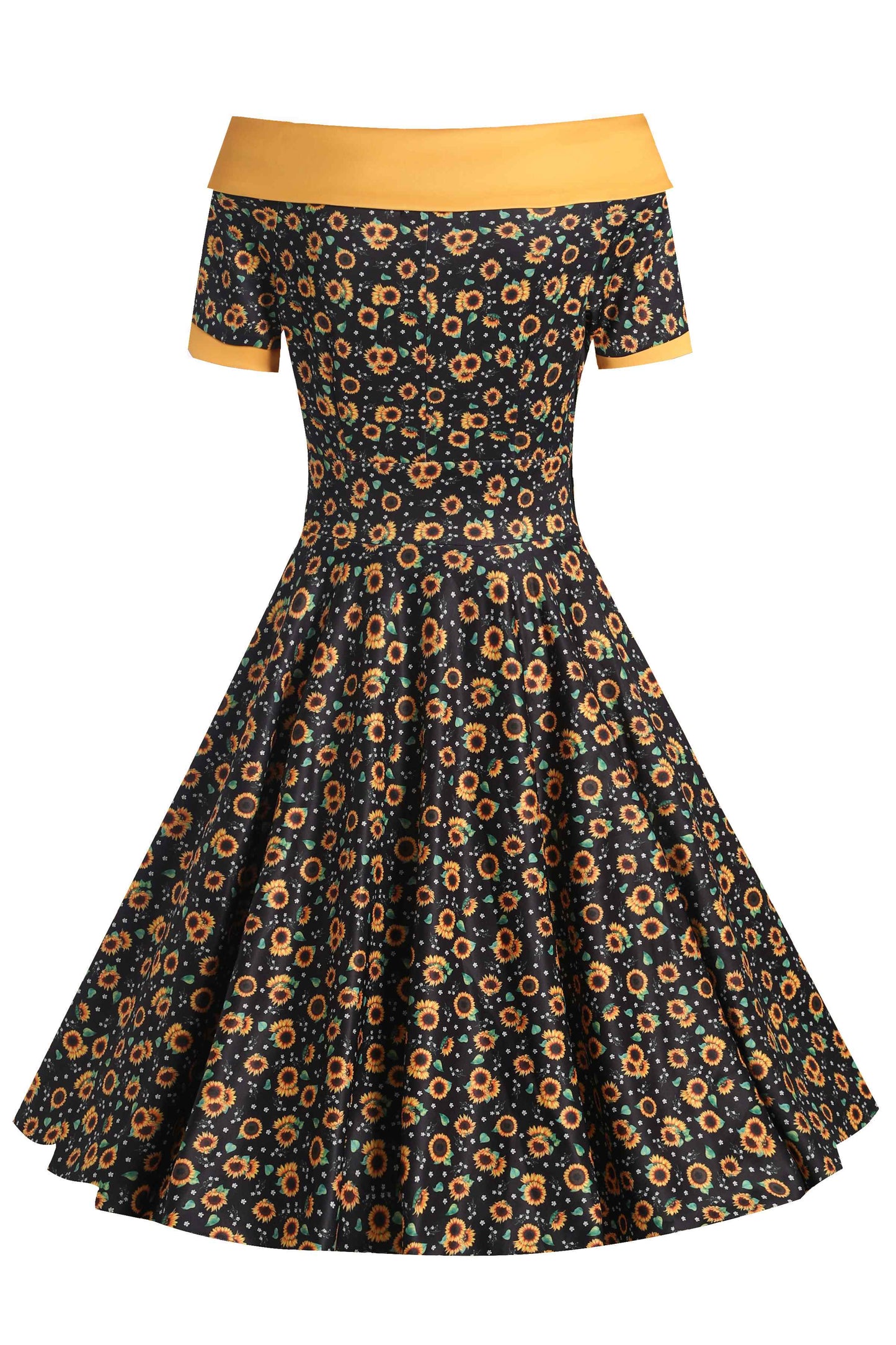 Darlene Black Sunflower Swing Dress