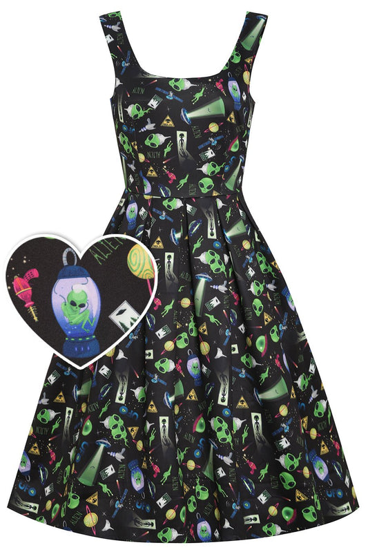Amanda Black UFO & Alien Swing Dress