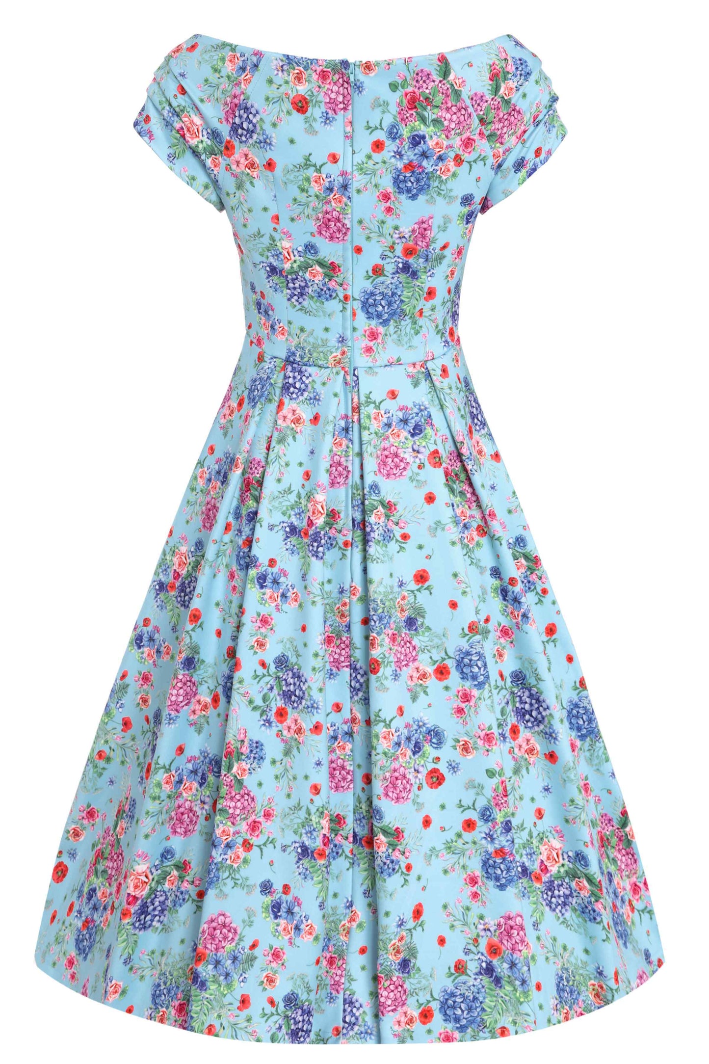 Lily Blue Hydrangea Off Shoulder Dress In Cotton
