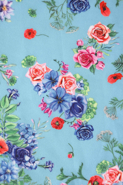 Lily Blue Hydrangea Off Shoulder Dress In Cotton
