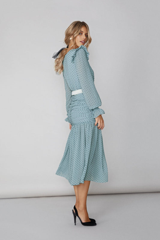 Vestido Casilda Plumeti Azul · LAST CHANCE ·