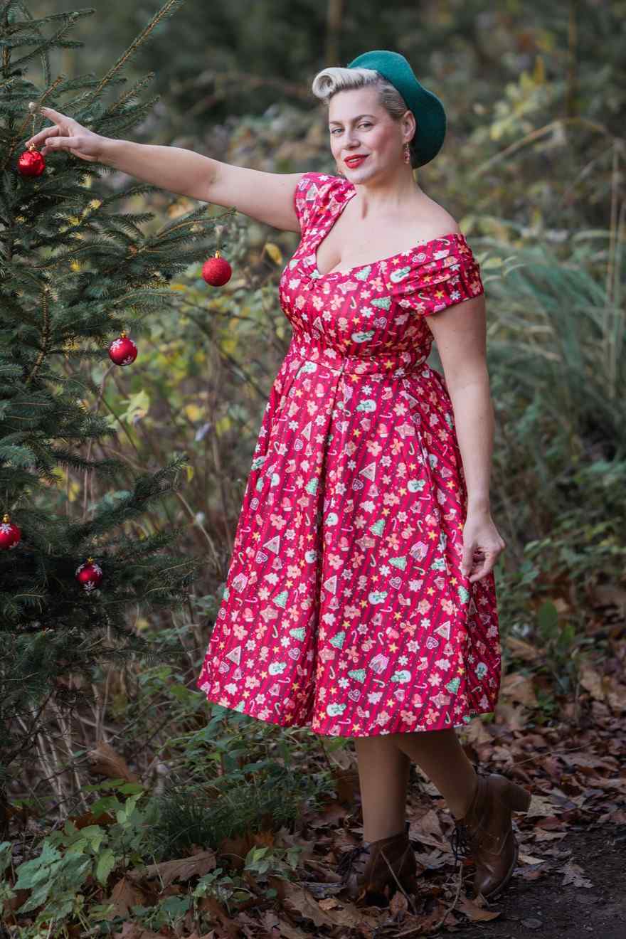 Lily Christmas Gingerbread Cookie Off Shoulder Dress