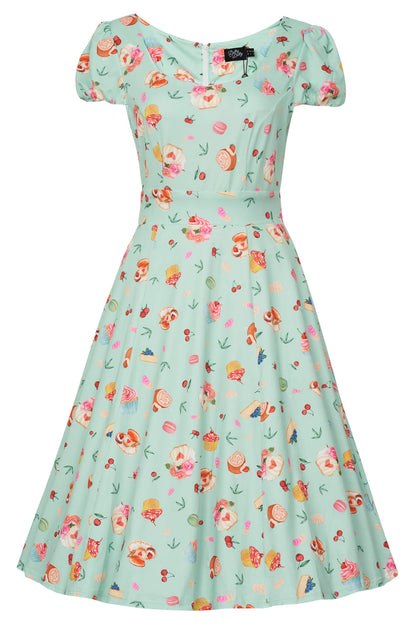 Claudia Sleeved Dress In Pastel Tea Cake Print