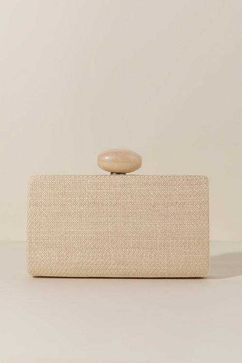 Clutch Hueso Rafia Crema · Rivera ·