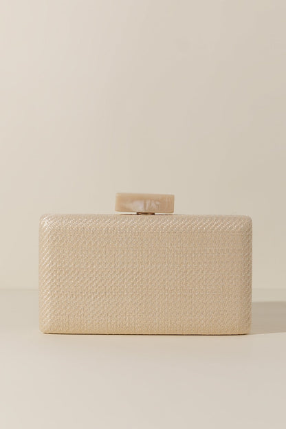 Clutch Slim Rafia Hueso Crema · Rivera ·