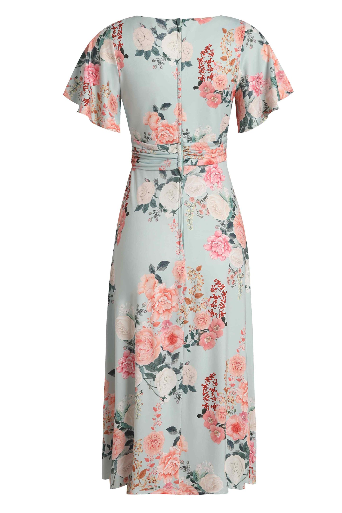 Donna Crossover Bust Mint Green Floral Dress