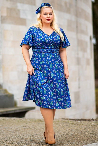 Donna Crossover Bust Purple Peacock Dress