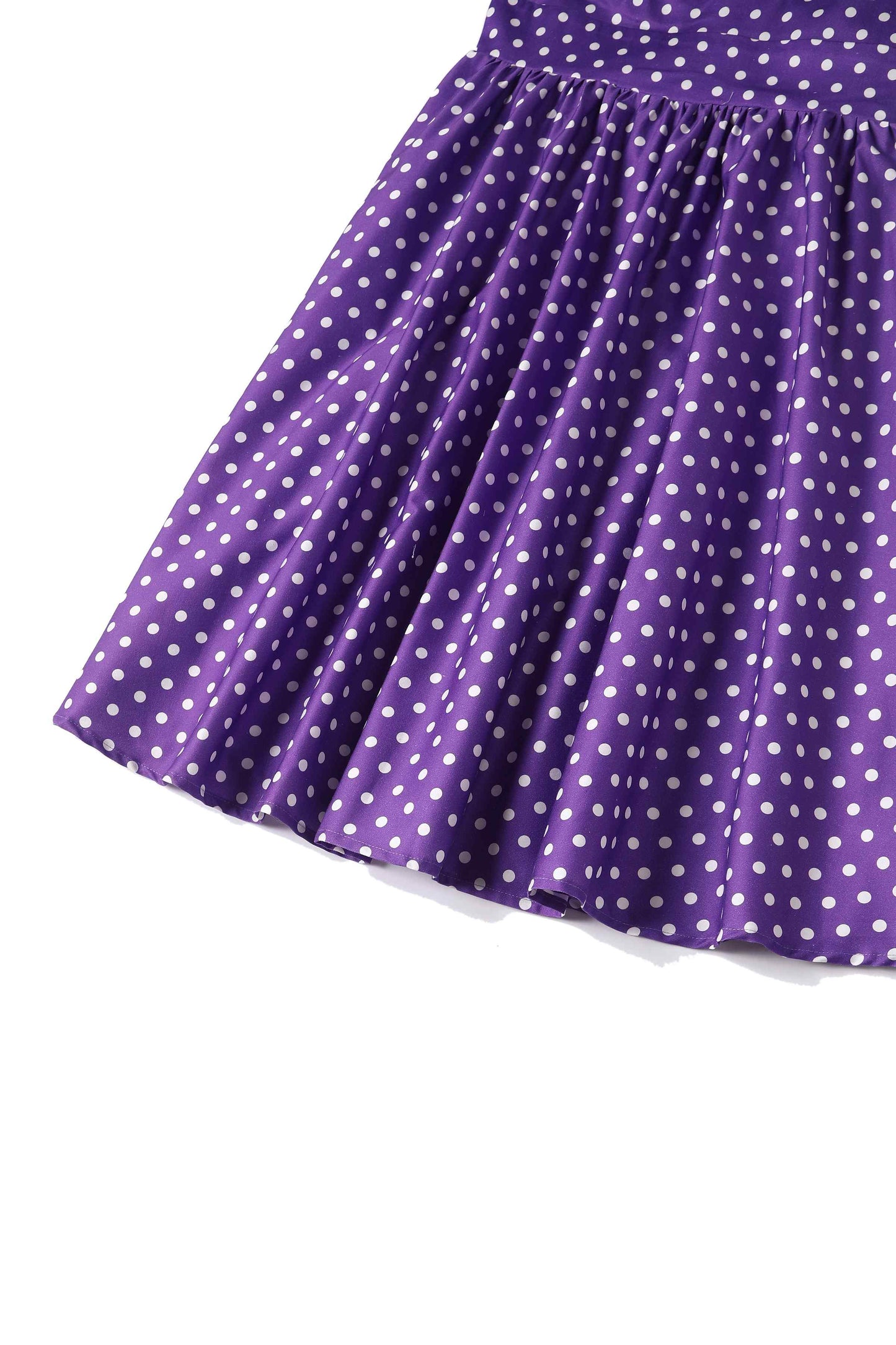 May Crossover Bust Purple White Polka Dot Dress