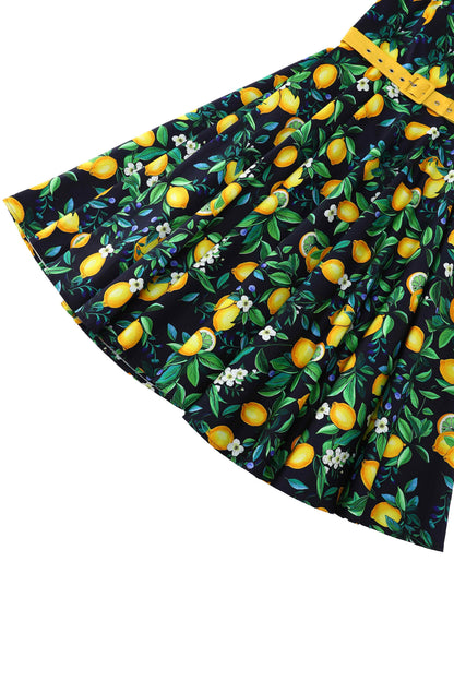Daisy Lemon Halter Dress In Black