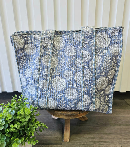 Denim Quilted Temple Bag
