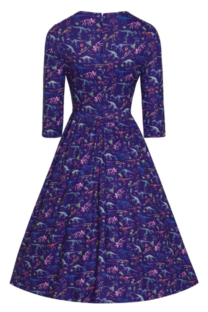 Billie Purple Dinosaur Fossil Print Dress