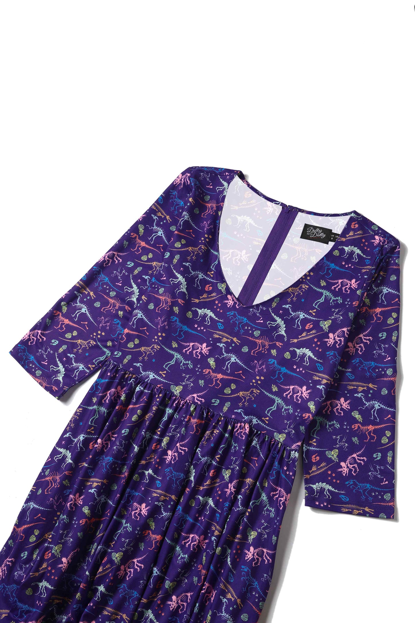 Billie Purple Dinosaur Fossil Print Dress