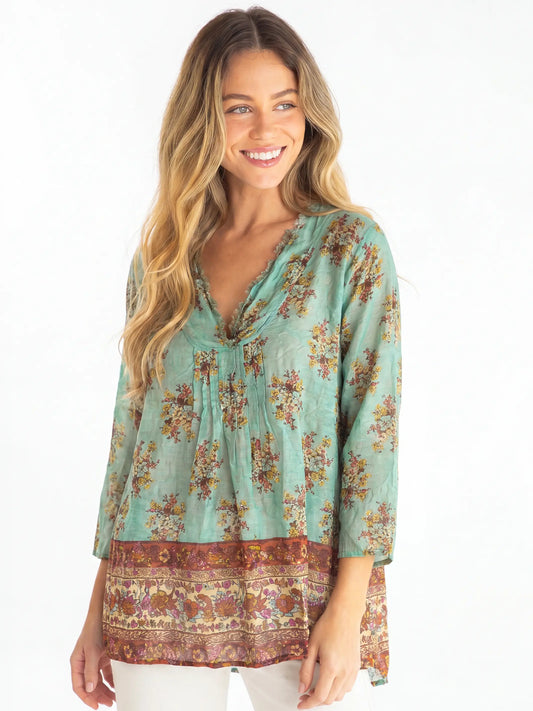 Cotton Tunic-In-A-Bag - Aqua Riviera Floral
