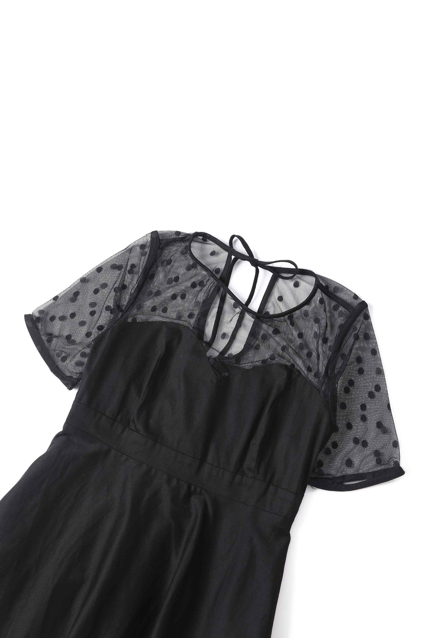 Elizabeth II Short Sleeved Polka Dot Mesh Dress