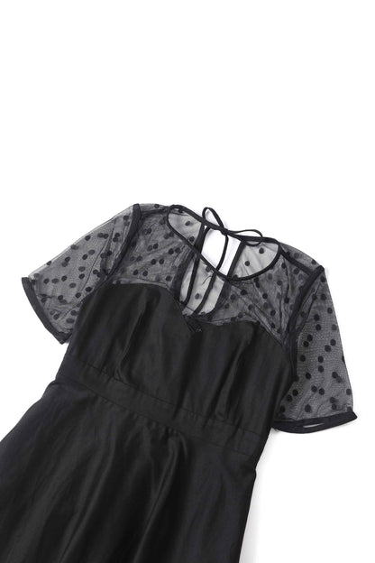 Elizabeth II Short Sleeved Polka Dot Mesh Dress