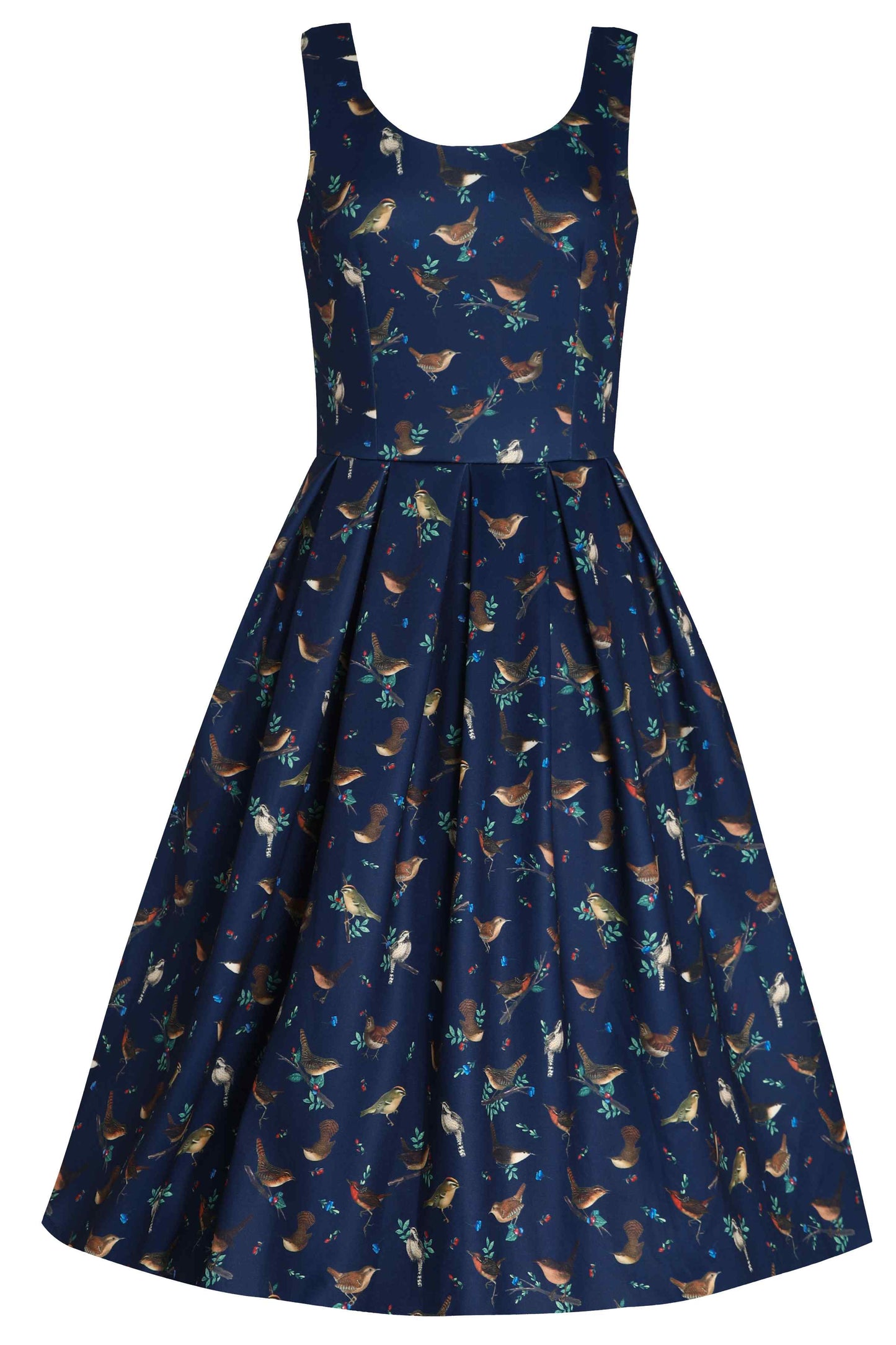 Amanda Blue Bird Print Swing Dress