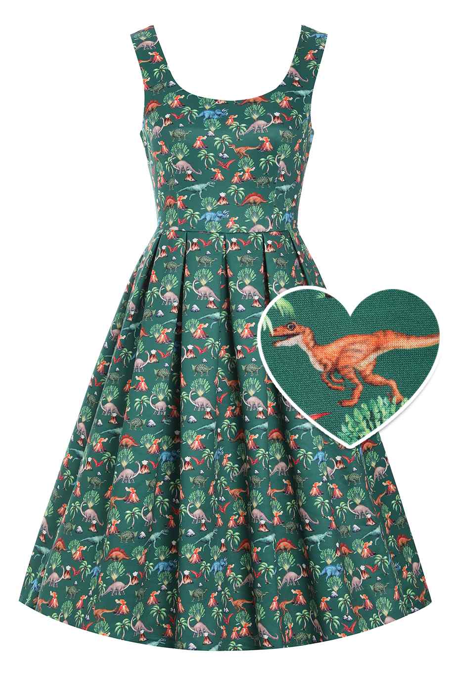 Amanda Green Dinosaur & Volcano Swing Dress