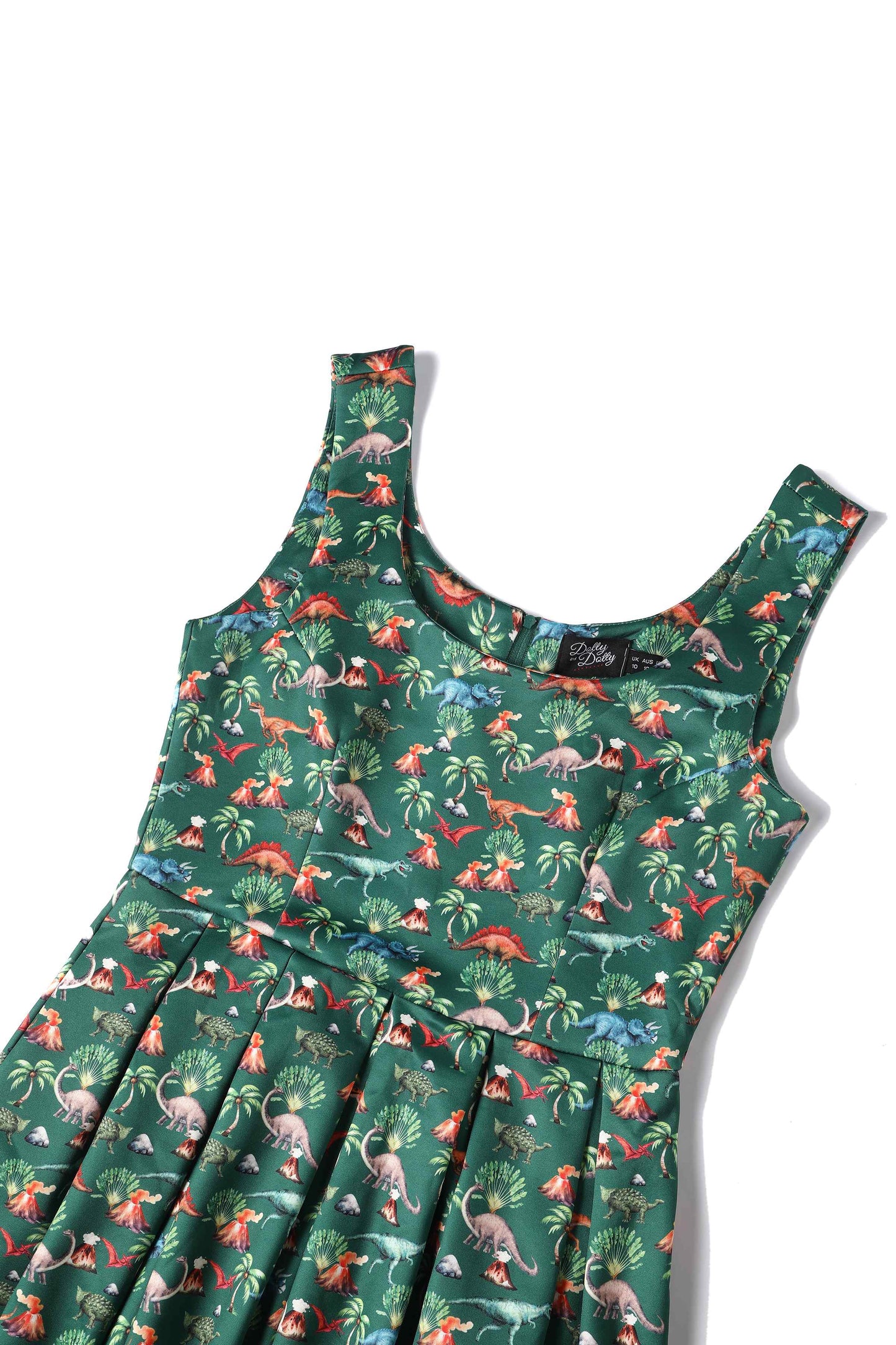 Amanda Green Dinosaur & Volcano Swing Dress